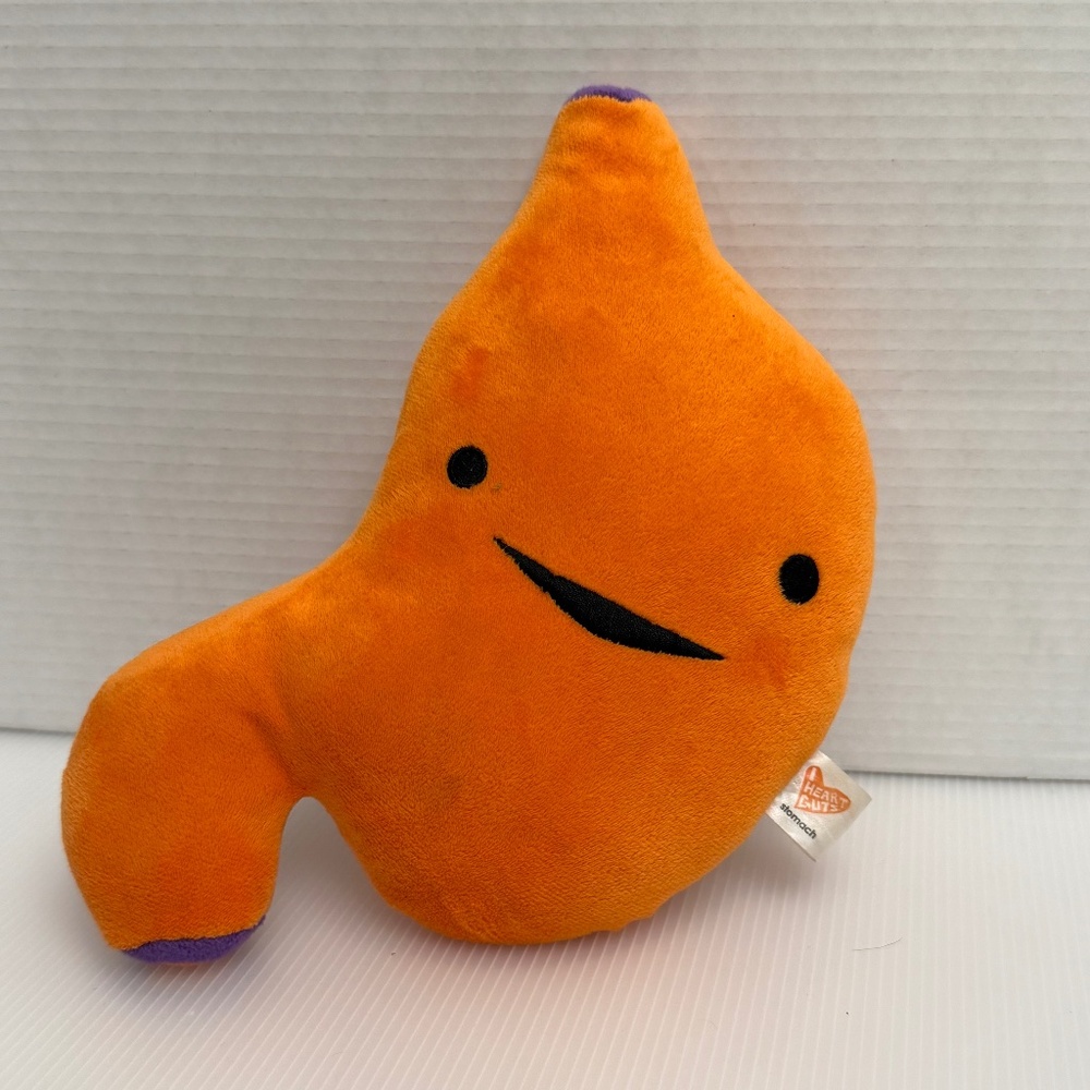 I Heart Guts Plush Organ Toy 11" Orange Stomach Human Biology Embroidered Face